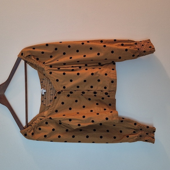 Corduroy Sweetheart Smocked-Back Top in Dot Button Frony Smocked Sleeve Size 10 - Picture 4 of 9